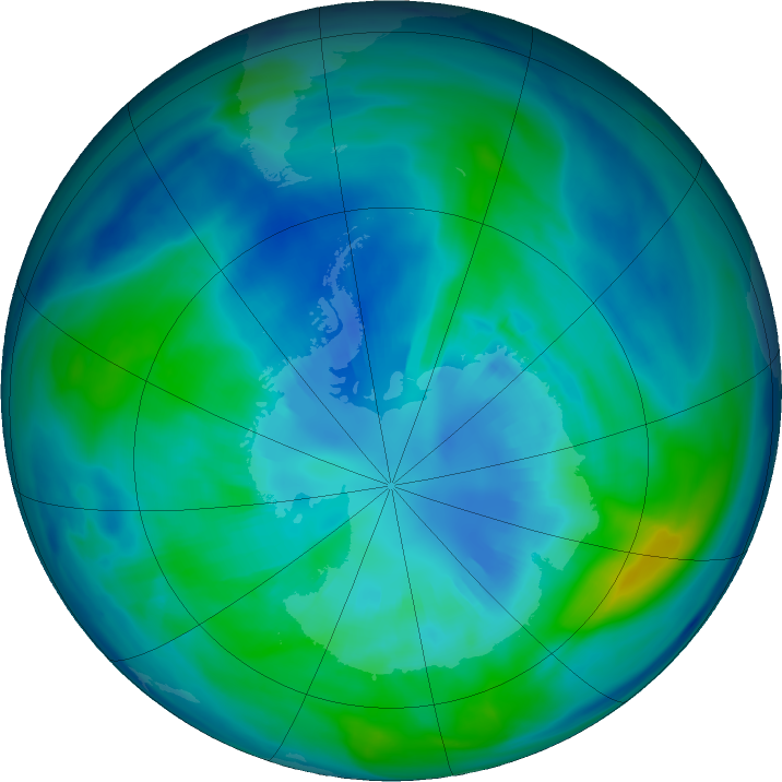 Antarctic ozone map for 07 April 2017